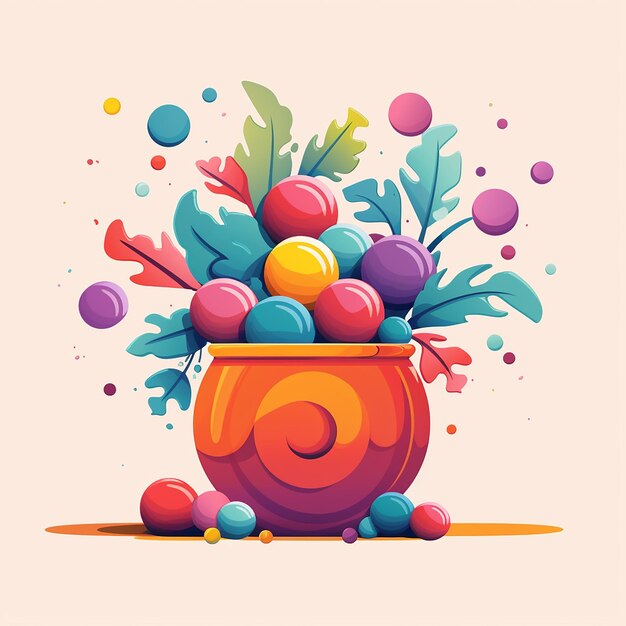Illustration of planet with colorful balls