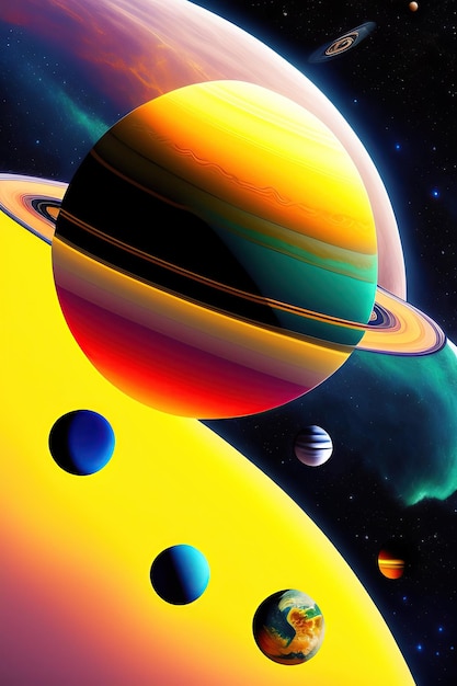 Illustration of planets and space solar system