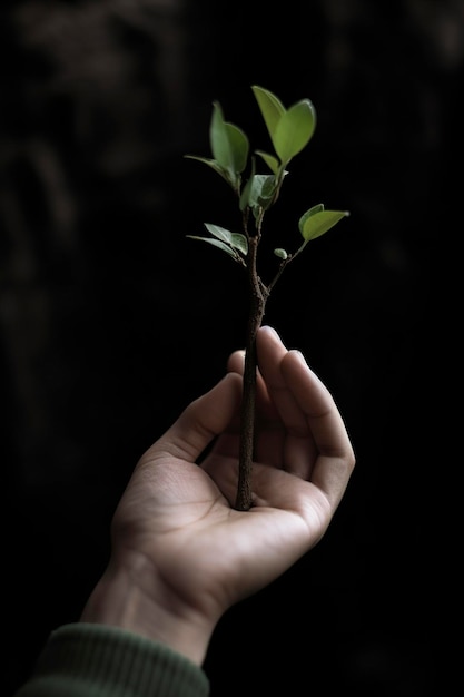 illustration plant sprout in hand generative ai