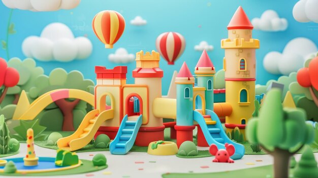 An illustration of a plasticine art toy landscape for kids Modern 3D background