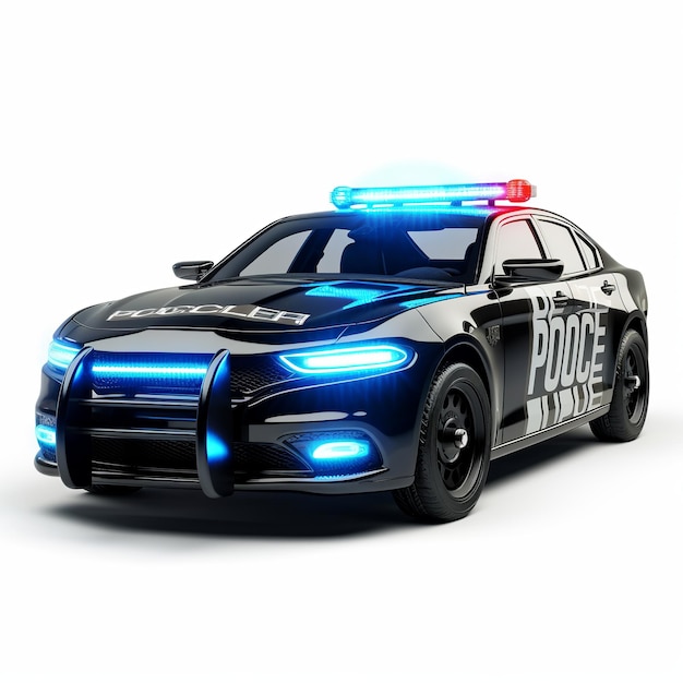 Photo illustration of police car3d rendering of a police car with