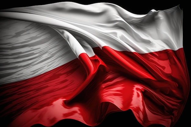 Illustration of the Polish flag waving in the wind in vintage style