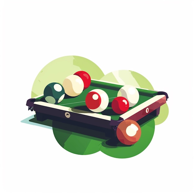 Photo illustration of a pool table with balls and cuess on it generative ai