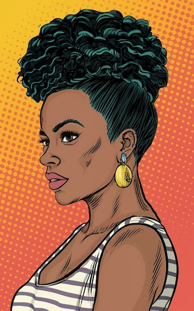 illustration pop art of african american female face