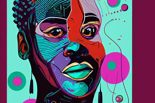 illustration pop art woman black digital graphic