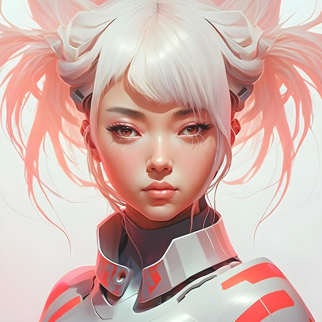 Illustration of a portrait of an Asian girl using AI generative