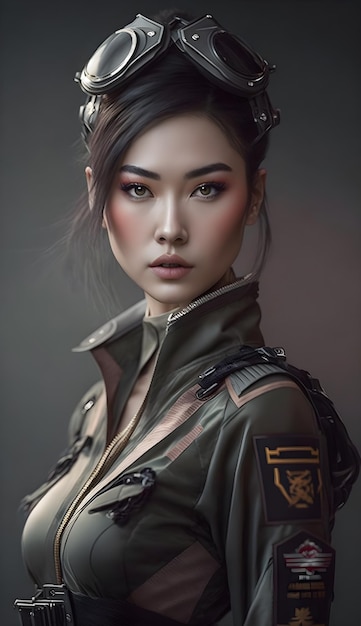 Illustration of a portrait of an Asian girl using AI generative