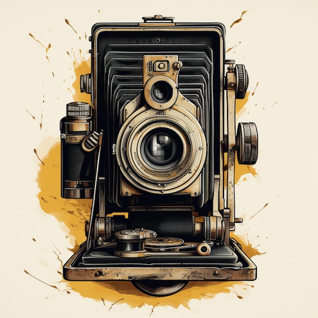 Illustration portrait of an old camera