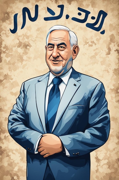 illustration portrait render of Israel prime minister Benjamin Netanyahu