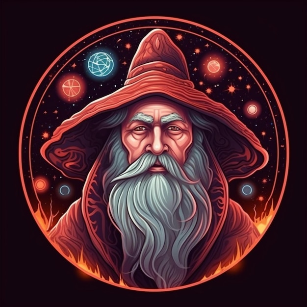 illustration portrait of a wizard