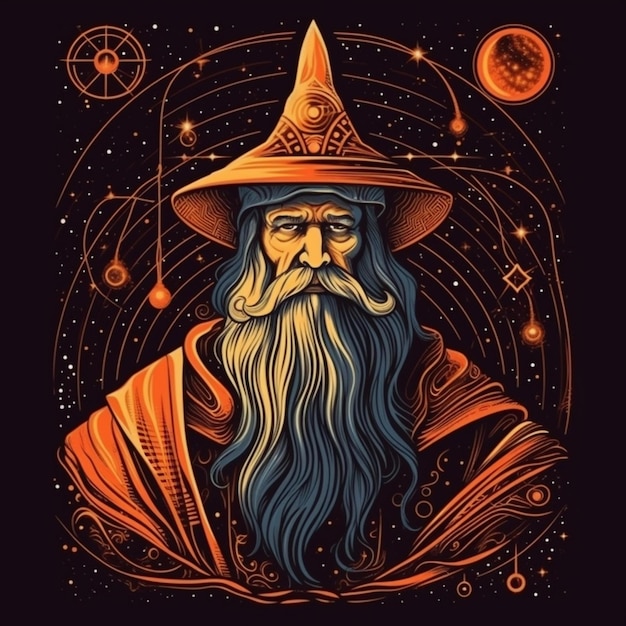 illustration portrait of a wizard