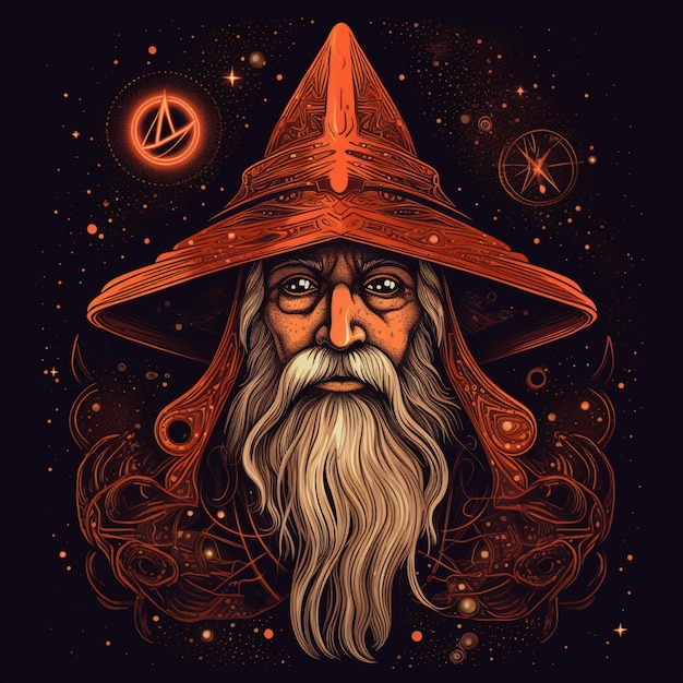 illustration portrait of a wizard