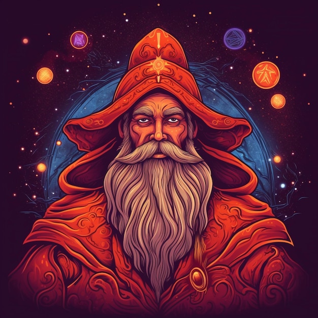 illustration portrait of a wizard