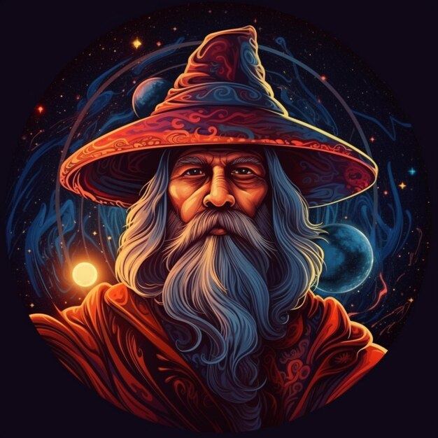 illustration portrait of a wizard