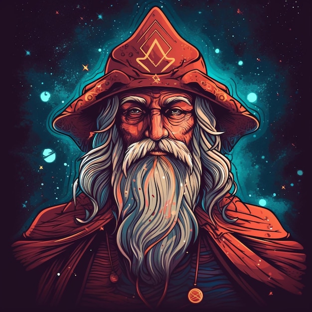 illustration portrait of a wizard