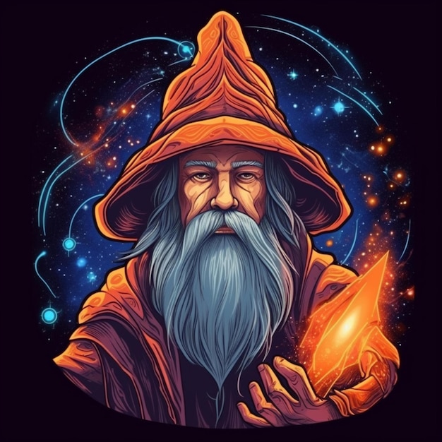 illustration portrait of a wizard