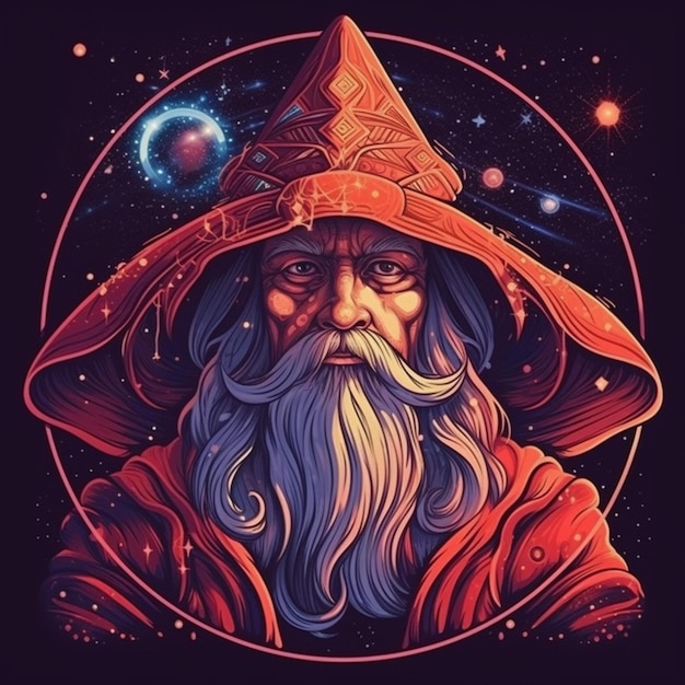 illustration portrait of a wizard