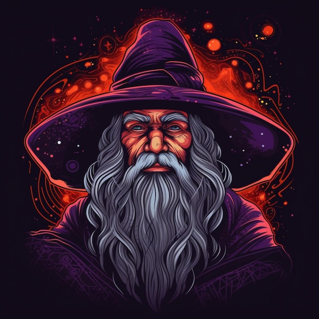 illustration portrait of a wizard