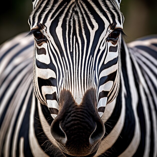 Foto illustrazione del ritratto di una faccia di zebra iperrealistica nfoto chiara