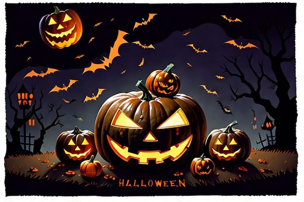 illustration poster on the theme of the holiday Halloween