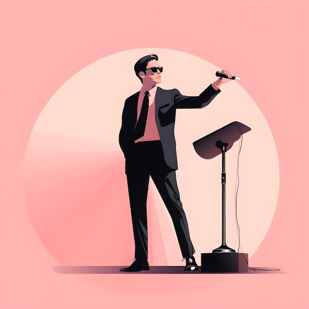 Illustration of Presenter or Public Speaker in minimalist flat vector art style