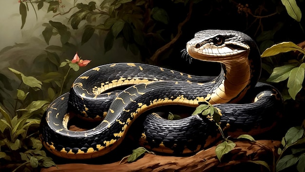 illustration of a print china king cobra