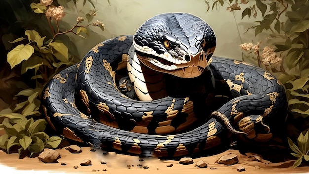 illustration of a print china king cobra