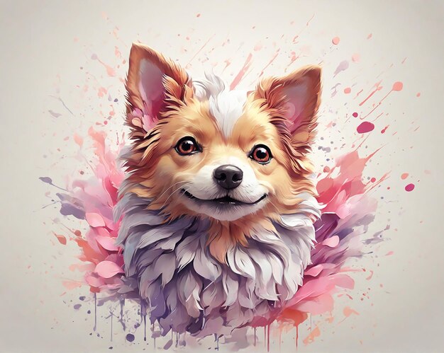 illustration of a print of a cute colorful dog