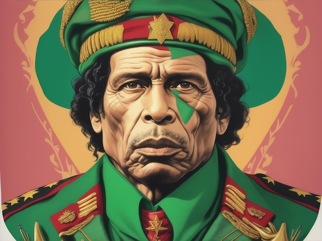 Foto illustrazione di una stampa di un muammar gheddafi