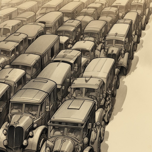 Photo illustration of a procession of cars