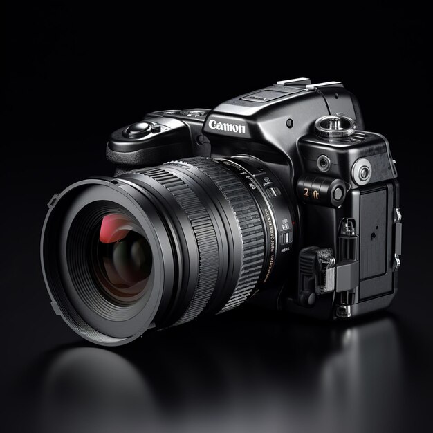 illustration of Professional digital camera on black