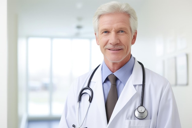 Illustration of a professional male doctor wearing a white coat and tie