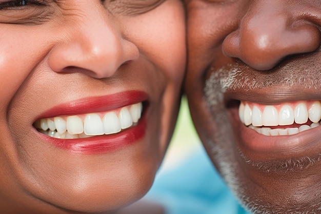 Photo illustration for promotional purposes in dental treatment and care smiling couple with dental plan