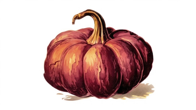 Illustration of a pumpkin in maroon tones