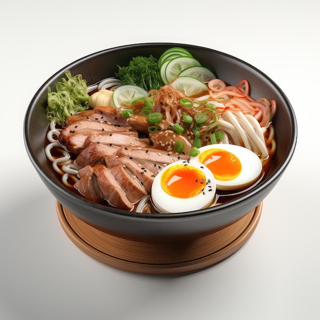 illustration pure white top view japanese ramen