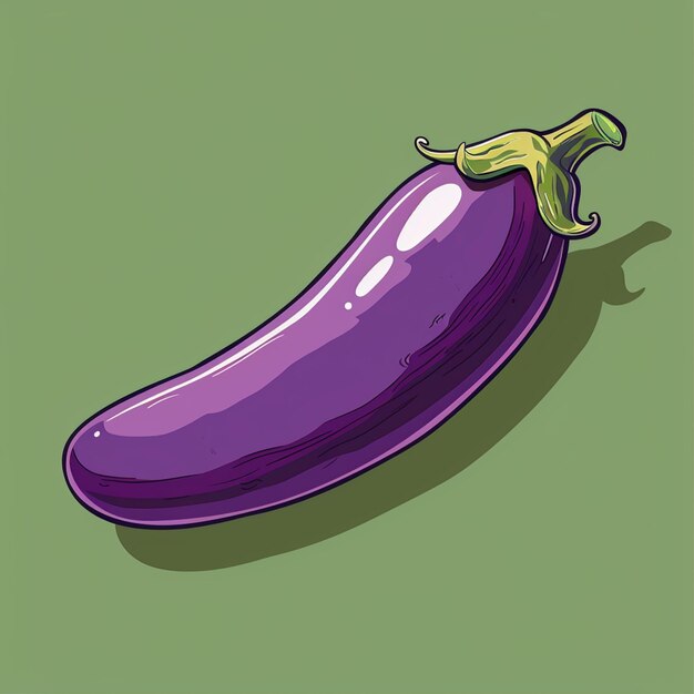 illustration of a purple eggplant on a green background generative ai