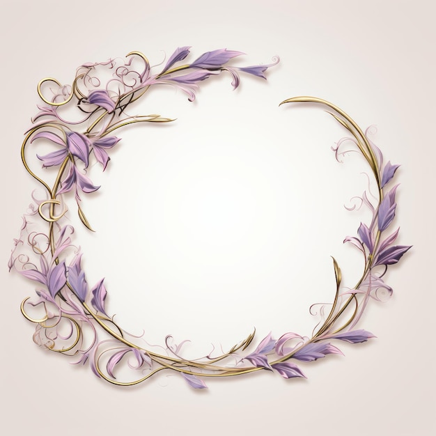 an illustration of a purple flower wreath on a beige background