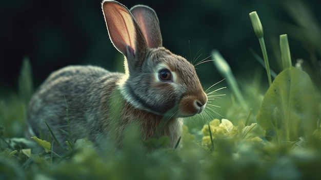 Illustration of a rabbit in the forest