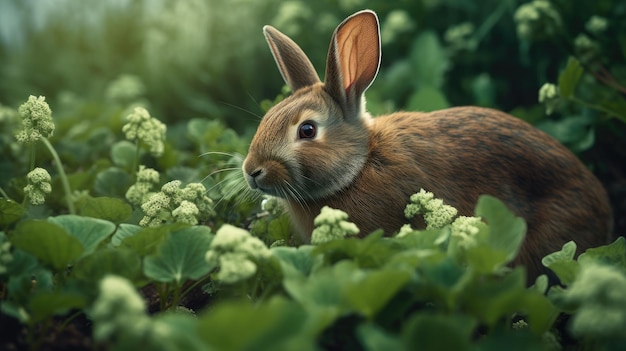 Illustration of a rabbit in the forest