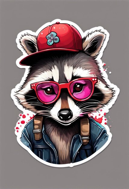Illustration Of Raccoon With Glasses