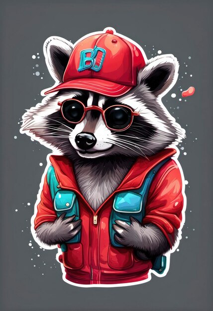 Illustration Of Raccoon With Glasses