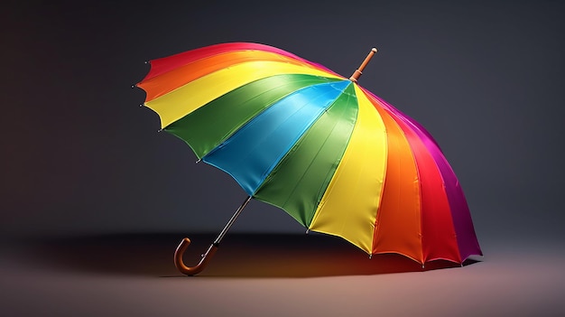 Illustration of a rainbow umbrella on dark background