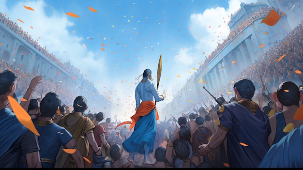 illustration Rama Navami festival in blue