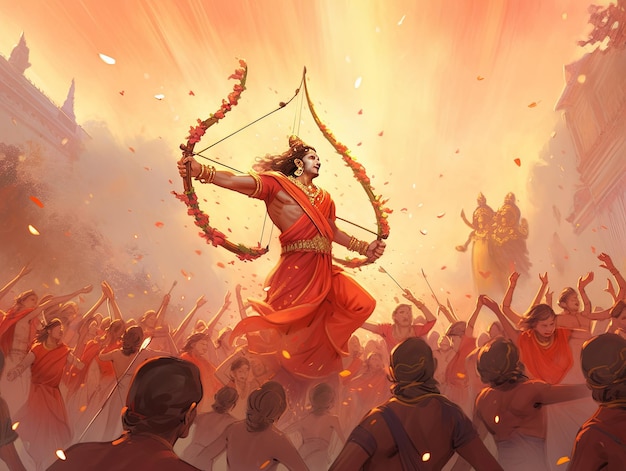 illustration Rama Navami festival in red