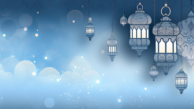 illustration Ramadan background in blue