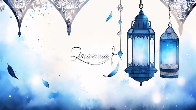 illustration Ramadan background in blue