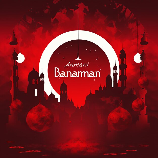 illustration Ramadan background in red