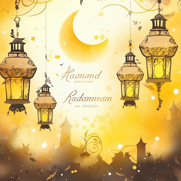 illustration Ramadan background in yellow