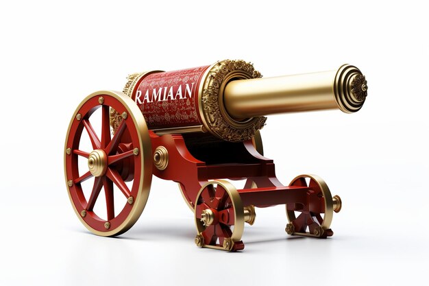 Photo illustration of ramadan cannon with background 3d illustration generative ai