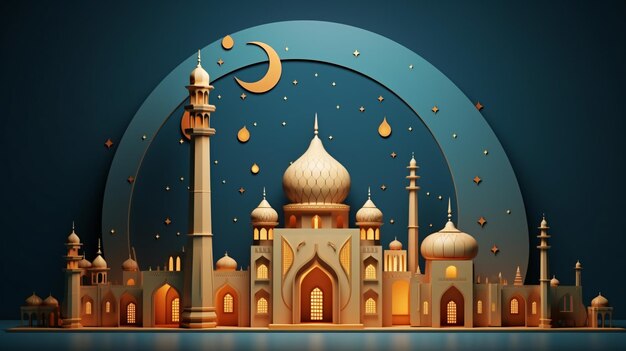 Photo illustration of a ramadan mosque in 3d